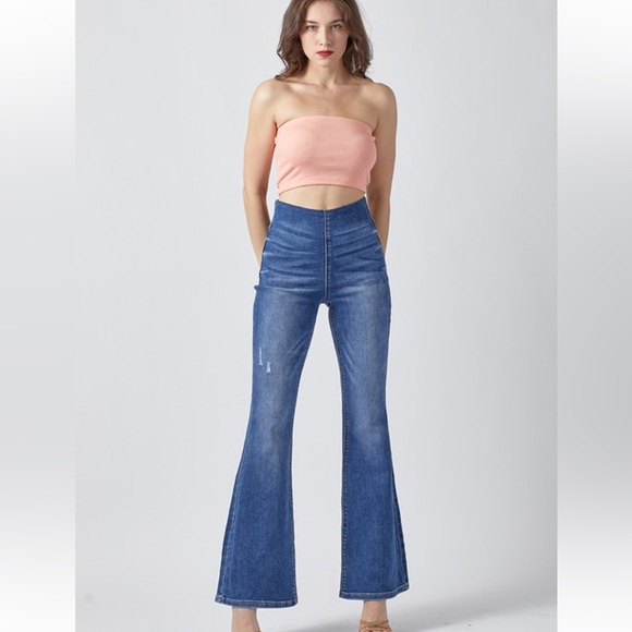 NEW BOUTIQUE PERFECT FIT HIGH-RISE PULL ON FLARE JEANS - Main Image